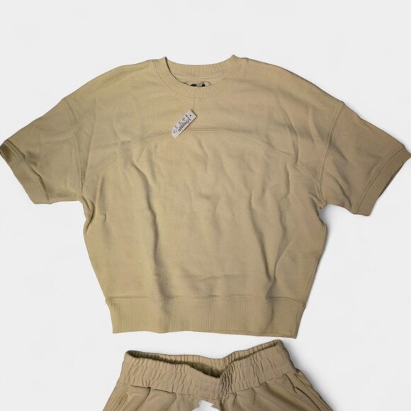 Madewell Muscle Tee & Shorts Set Daffodil yellow XS Comfy Athleisure Lounge NWT - Picture 5 of 14